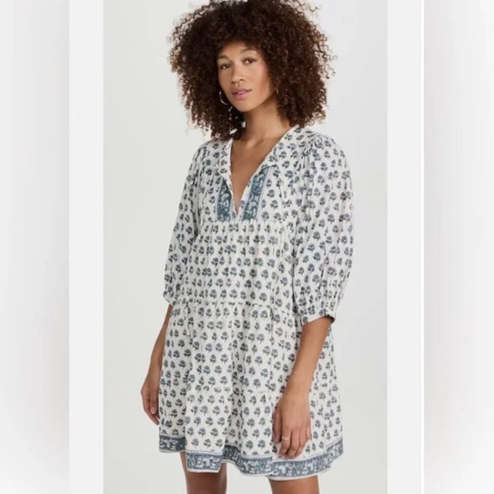 Marea Casita Dress - Coastal Floral Puff Sleeve Mini Dress